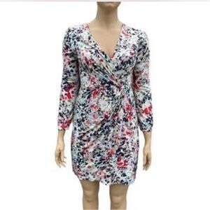 Jessica Simpson Floral Long Sleeve Dress - Red, Blue, White